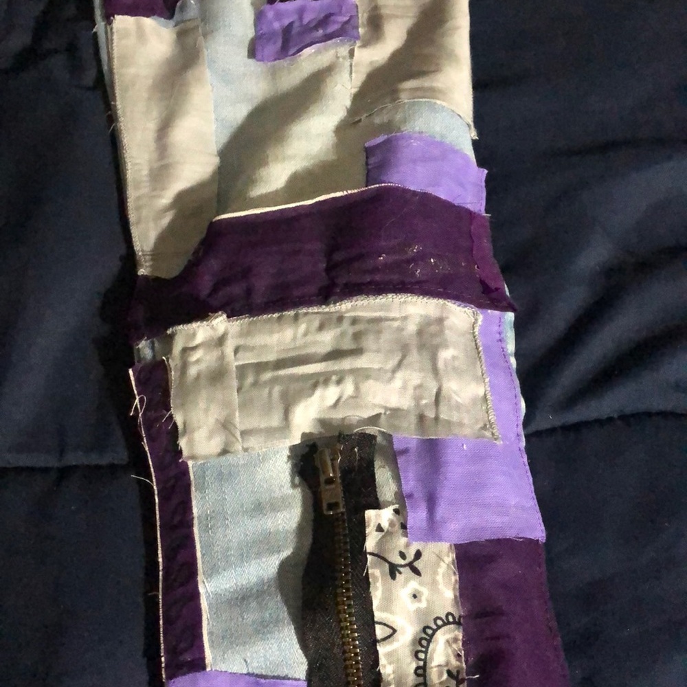 Purple Bandana custom made jeans handmade💜